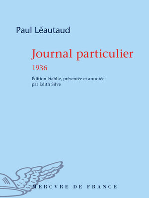 cover image of Journal particulier. 1936